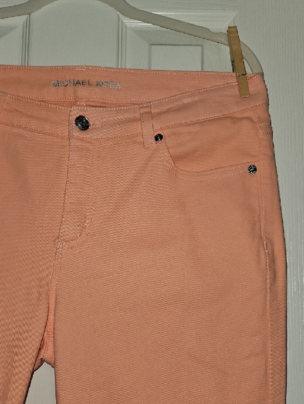 Michael Kors Coral-Peach Slim Capri Jeans - Picture 7 of 9